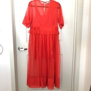 Tulle Midi Dress with Ruching